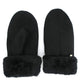 CLUB ROCHELIER LADIES FAUX SUEDE MITTEN WITH SHERPA CUFF