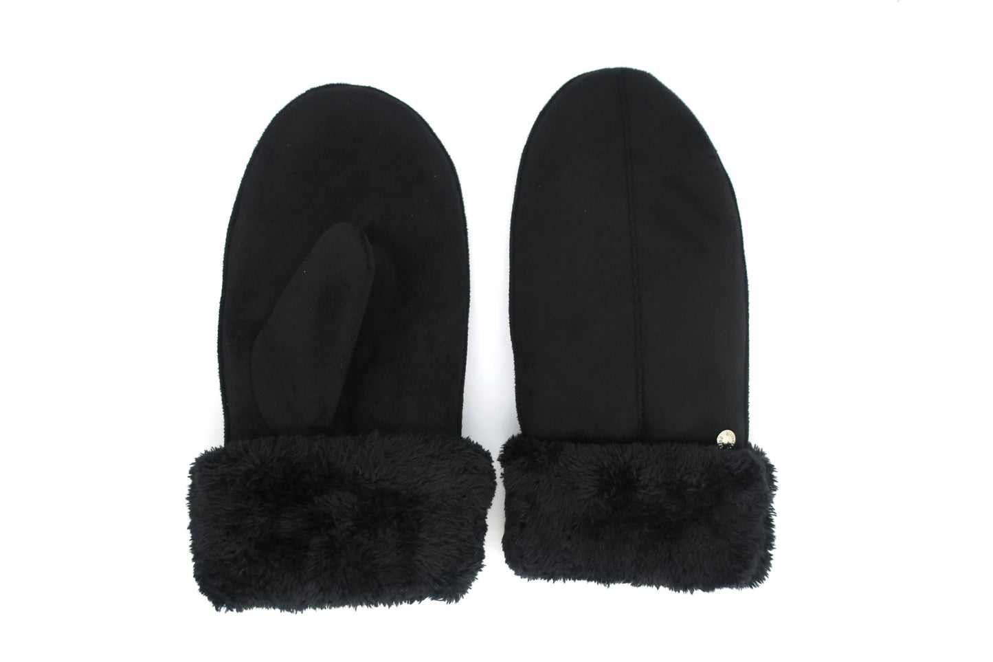 CLUB ROCHELIER LADIES FAUX SUEDE MITTEN WITH SHERPA CUFF
