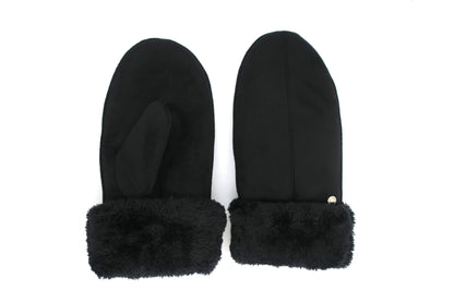 CLUB ROCHELIER LADIES FAUX SUEDE MITTEN WITH SHERPA CUFF