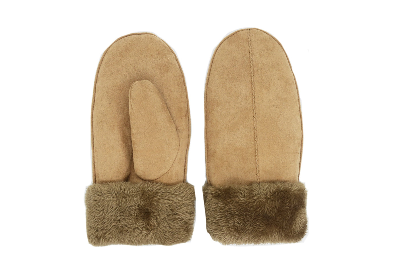 CLUB ROCHELIER LADIES FAUX SUEDE MITTEN WITH SHERPA CUFF