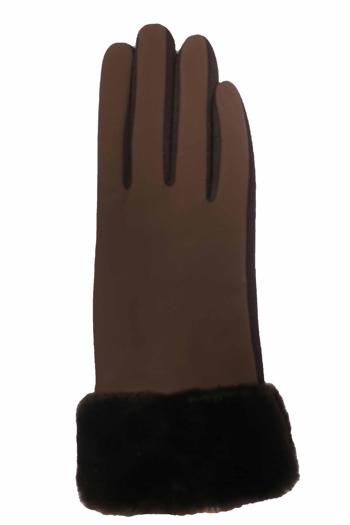 NICCI LADIES PU GLOVE WITH FAUX FUR CUFF