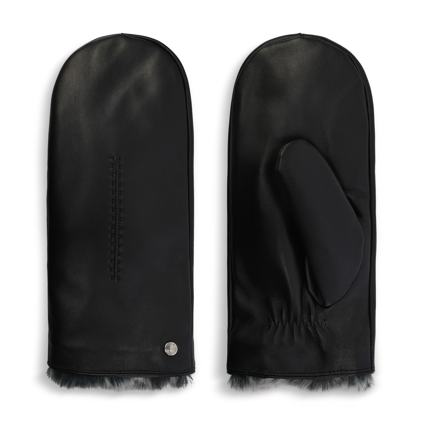 CLUB ROCHELIER LADIES LEATHER MITTEN WITH EXPOSED FAUX FUR LINING