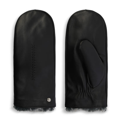CLUB ROCHELIER LADIES LEATHER MITTEN WITH EXPOSED FAUX FUR LINING