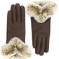 CLUB ROCHELIER LADIES LUXURIOUS LEATHER GLOVE WITH FAUX FUR CUFF