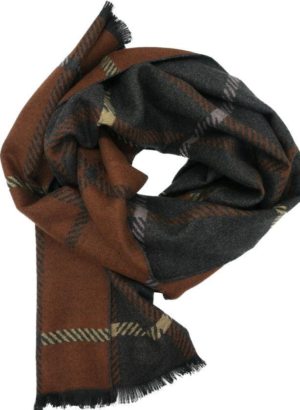 CLUB ROCHELIER MEN'S VISCOSE BLEND REVERSIBLE PLAID SCARF