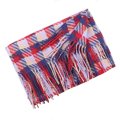 NICCI LADIES WOVEN PLAID KNIT SCARF