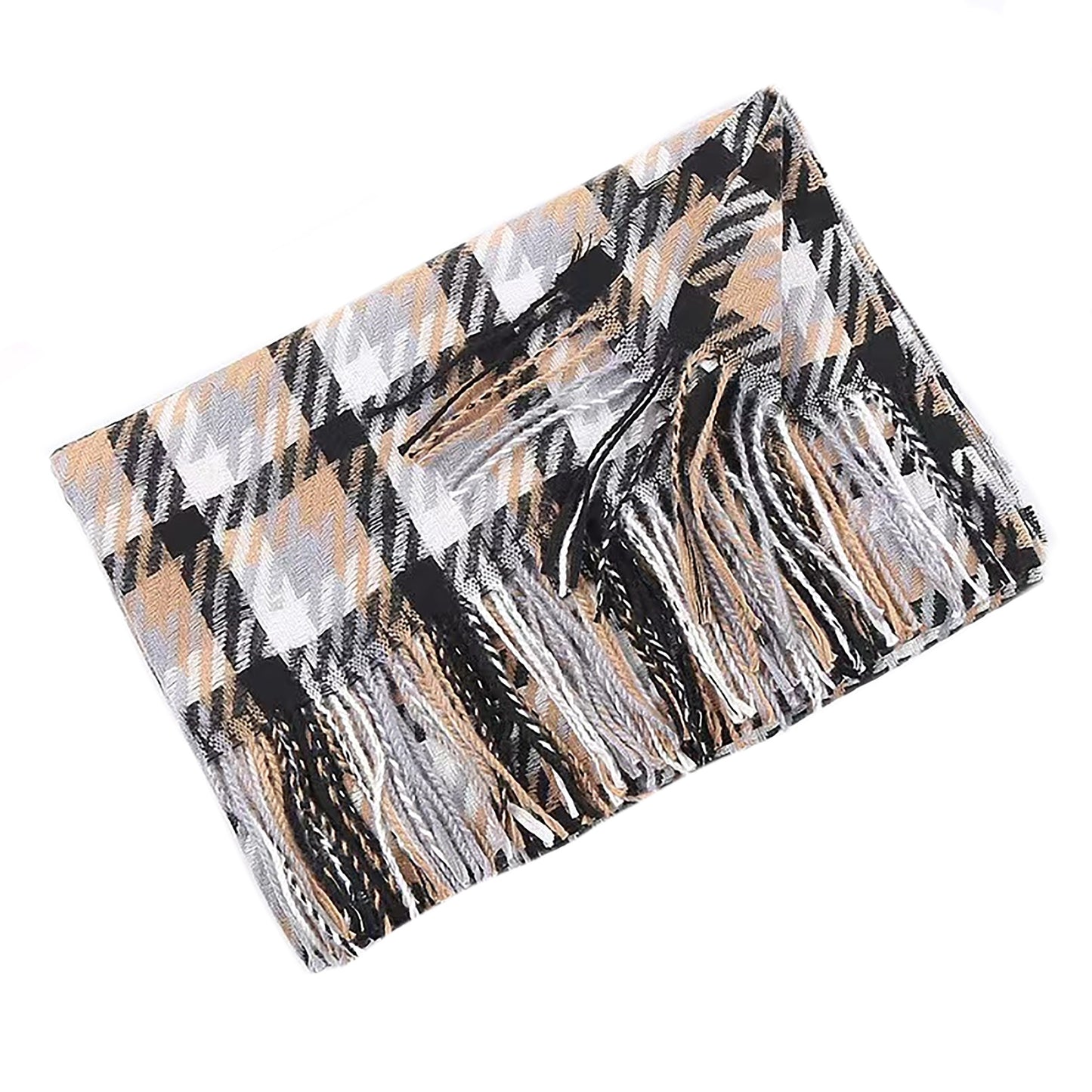 NICCI LADIES WOVEN PLAID KNIT SCARF