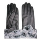 CLUB ROCHELIER LADIES LUXURIOUS LEATHER GLOVE WITH FAUX FUR CUFF