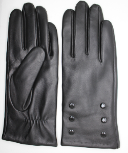 CLUB ROCHELIER LADIES LEATHER GLOVE WITH BUTTON DETAIL, TOUCH