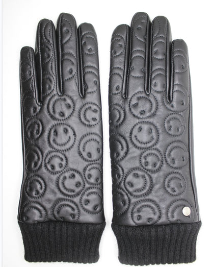 CLUB ROCHELIER LEATHER GLOVE WITH IMPRINTED SMILEY
