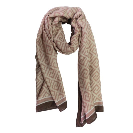 LADIES LUXURIOUS LARGE SOFT FEEL SPRING FASHION SALMON GEOMETRIC SCARF