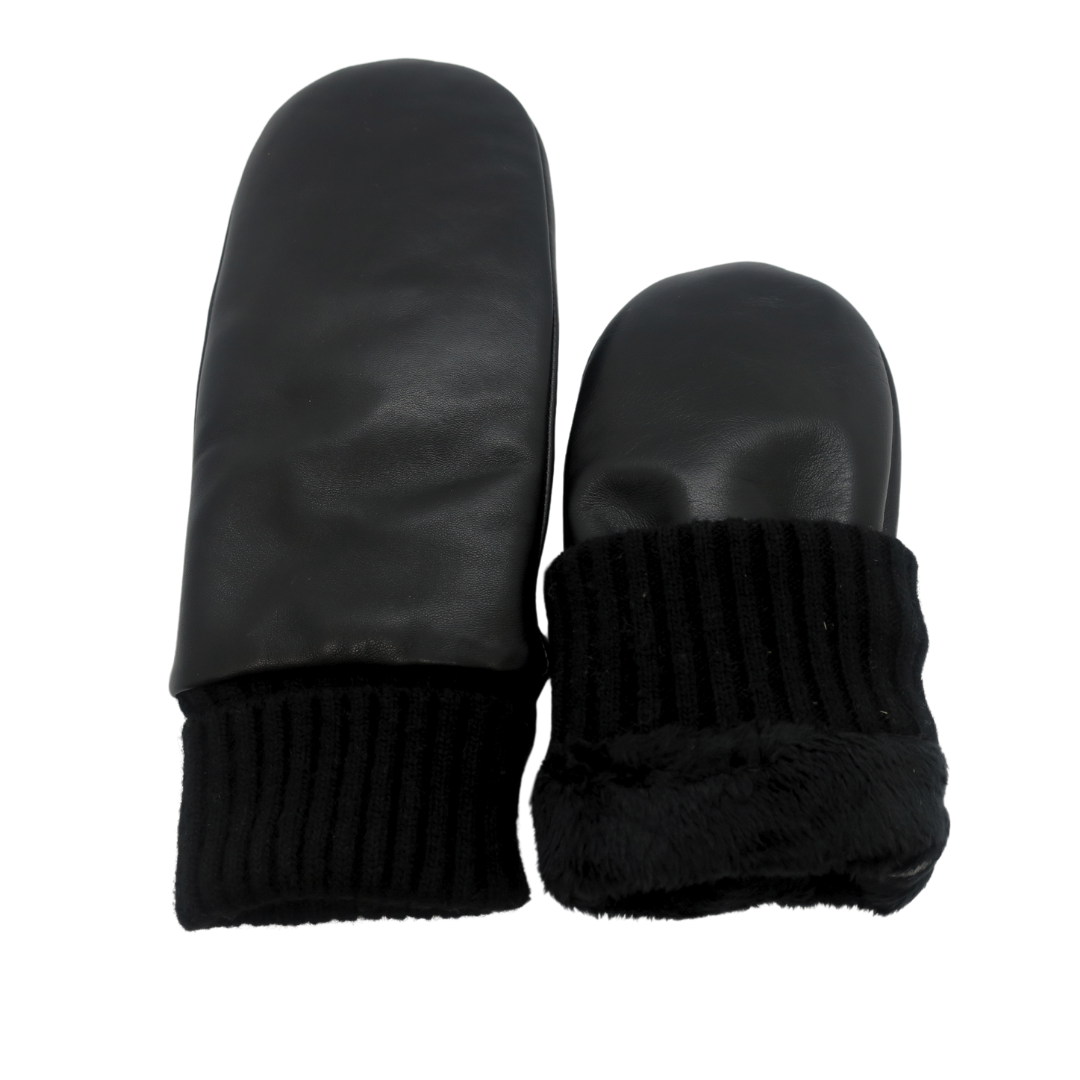 CLUB ROCHELIER LADIES' LEATHER MITT WITH KNITTED CUFF