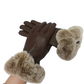 CLUB ROCHELIER LADIES LUXURIOUS LEATHER GLOVE WITH FAUX FUR CUFF