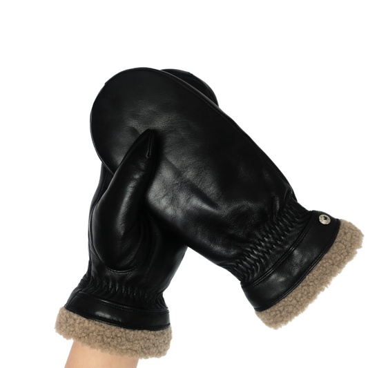 CLUB ROCHELIER LADIES LEATHER MITT WITH BERBER CUFF