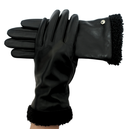 CLUB ROCHELIER LADIES LEATHER GLOVE WITH SHERPA TRIM