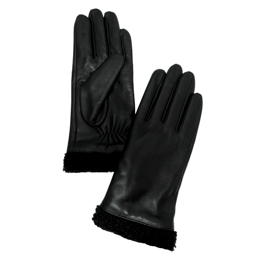 CLUB ROCHELIER LADIES LEATHER GLOVE WITH SHERPA TRIM