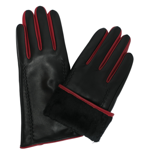 CLUB ROCHELIER LADIES LEATHER GLOVE WITH CONTRAST FINGERS