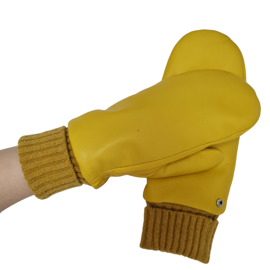 CLUB ROCHELIER LADIES' LEATHER MITT WITH KNITTED CUFF