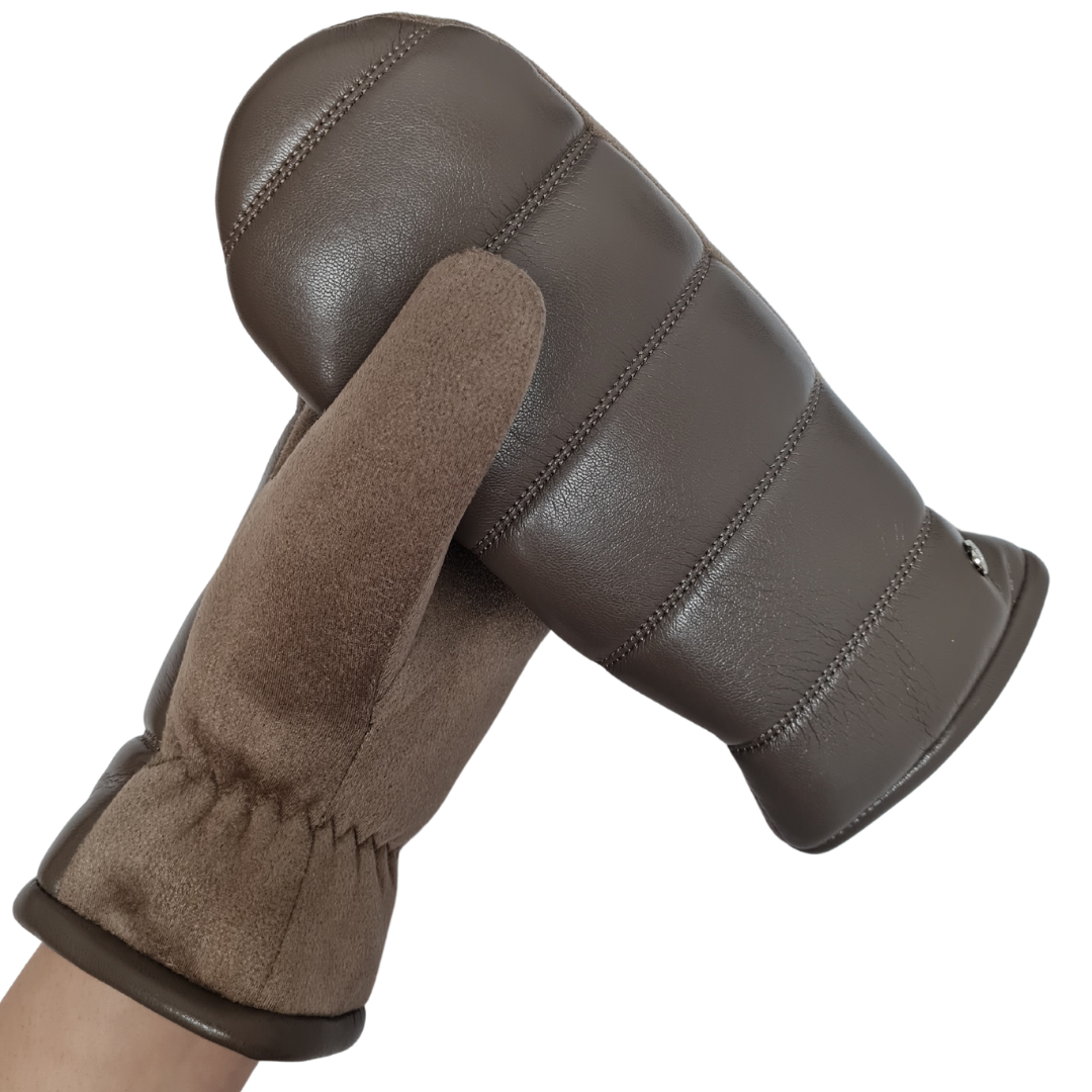 CLUB ROCHELIER LADIES PU/FAUX SUEDE MITT WITH LINES