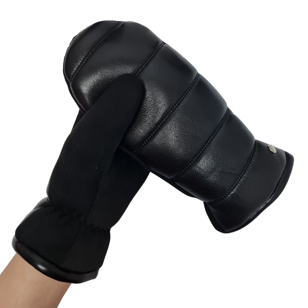 CLUB ROCHELIER LADIES PU/FAUX SUEDE MITT WITH LINES