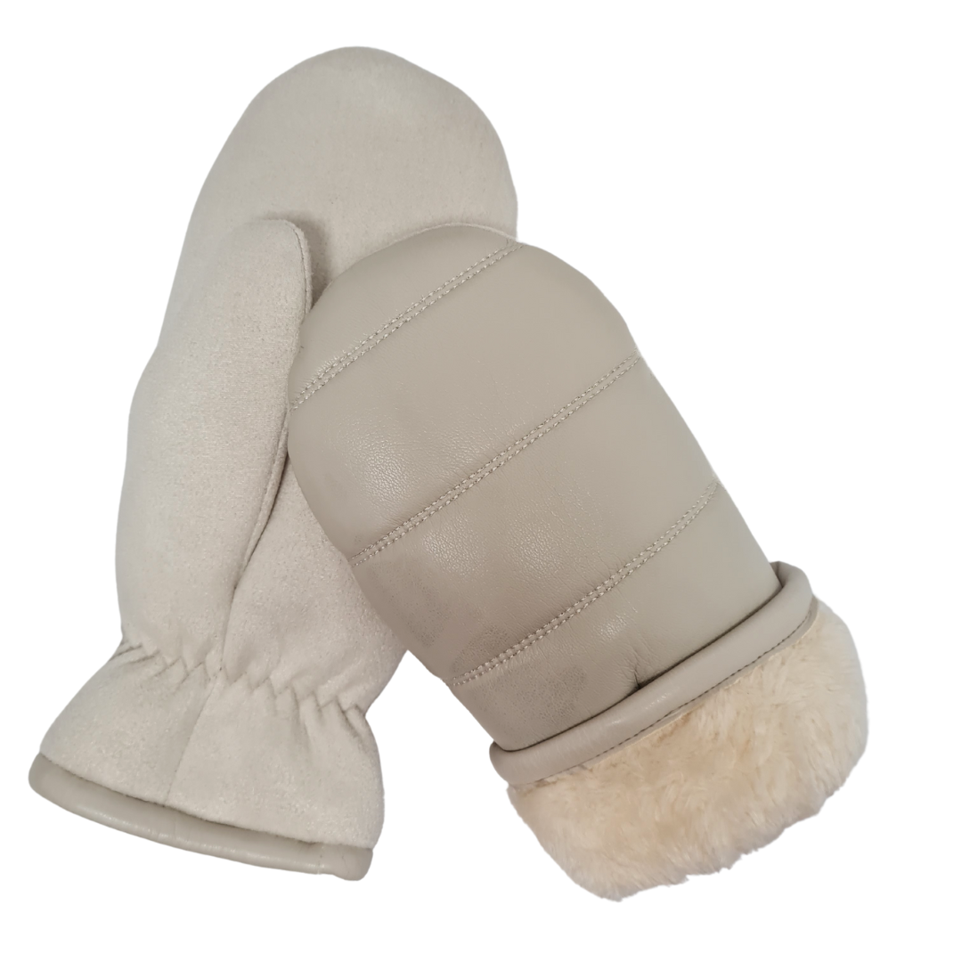 CLUB ROCHELIER LADIES PU/FAUX SUEDE MITT WITH LINES