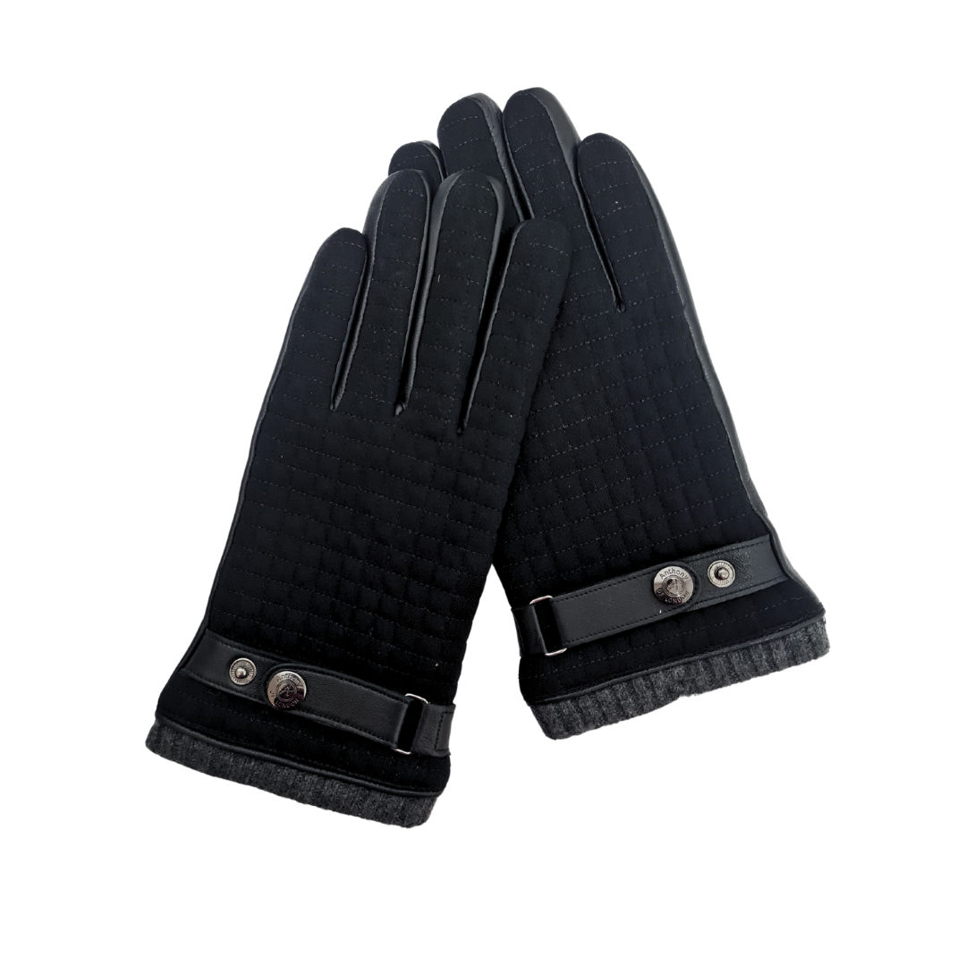 CLUB ROCHELIER MENS QUILTED FABRIC/LEATHER GLOVE