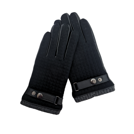 CLUB ROCHELIER MENS QUILTED FABRIC/LEATHER GLOVE