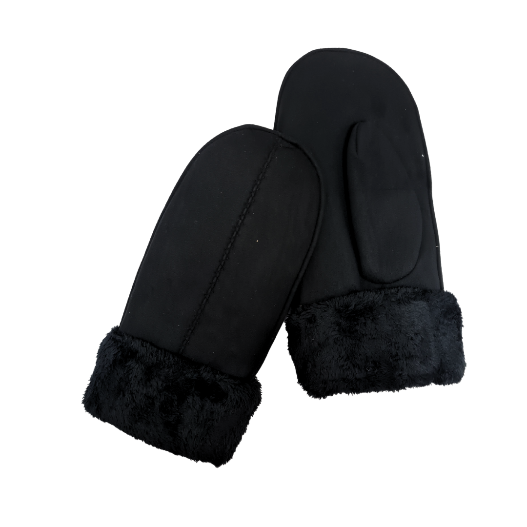 CLUB ROCHELIER LADIES FAUX SUEDE MITTEN WITH SHERPA CUFF
