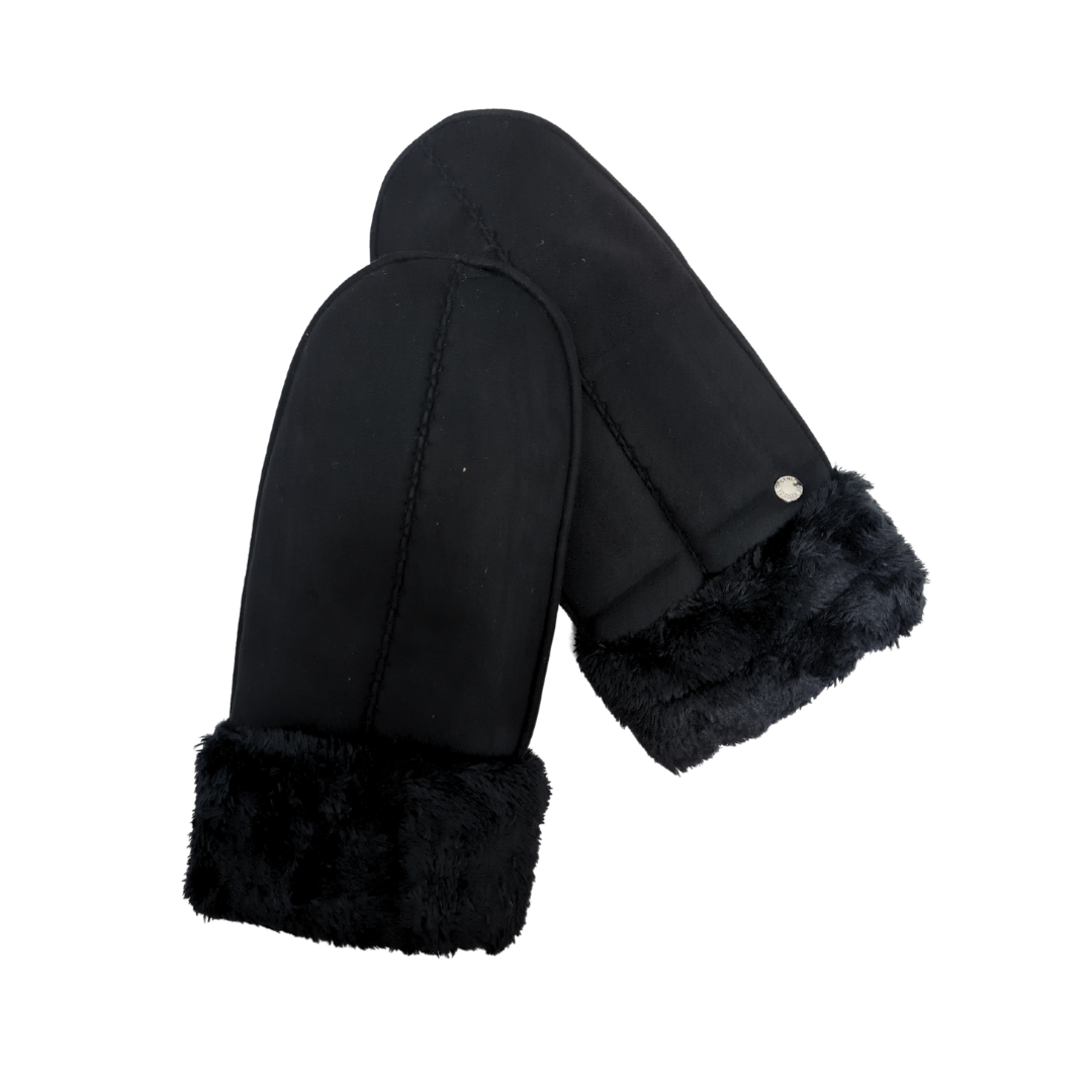 CLUB ROCHELIER LADIES FAUX SUEDE MITTEN WITH SHERPA CUFF