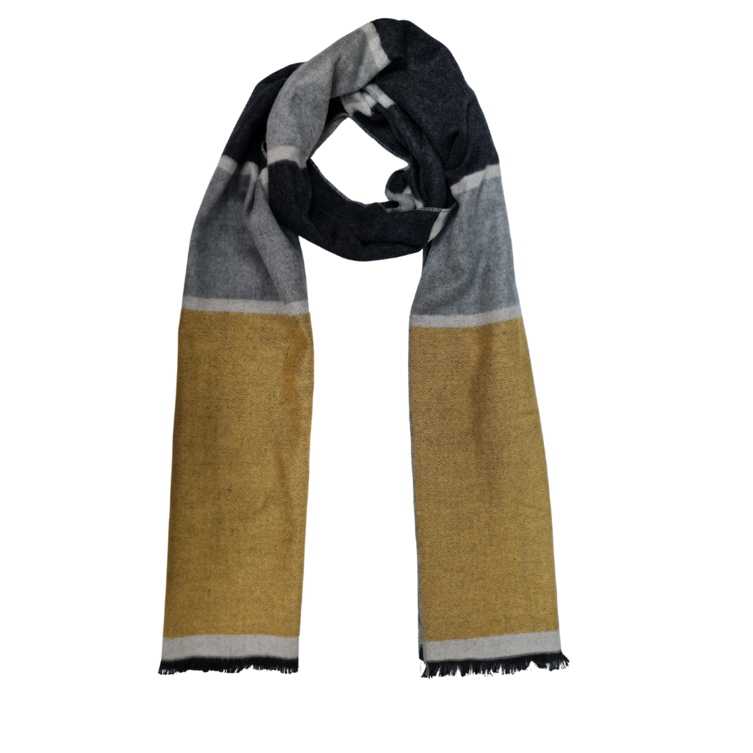 CLUB ROCHELIER- MEN'S VISCOSE BLENF STRIPED REVERSIBLE SCARF