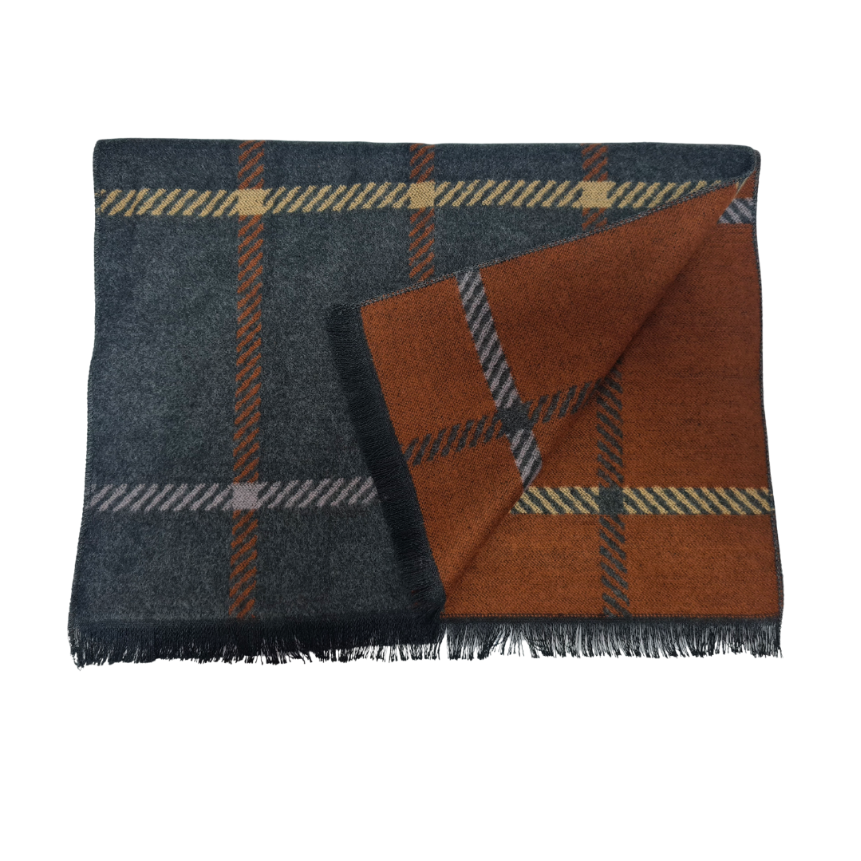 CLUB ROCHELIER MEN'S VISCOSE BLEND REVERSIBLE PLAID SCARF