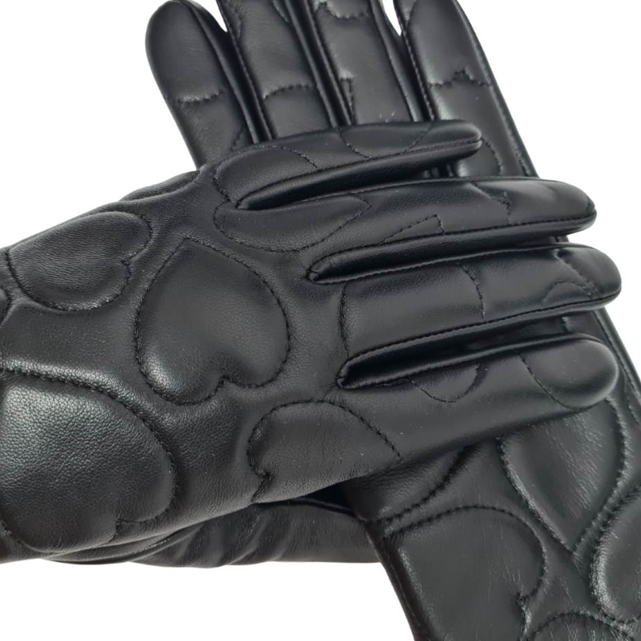 CLUB ROCHELIER LEATHER GLOVE WITH IMPRINTED HEARTS