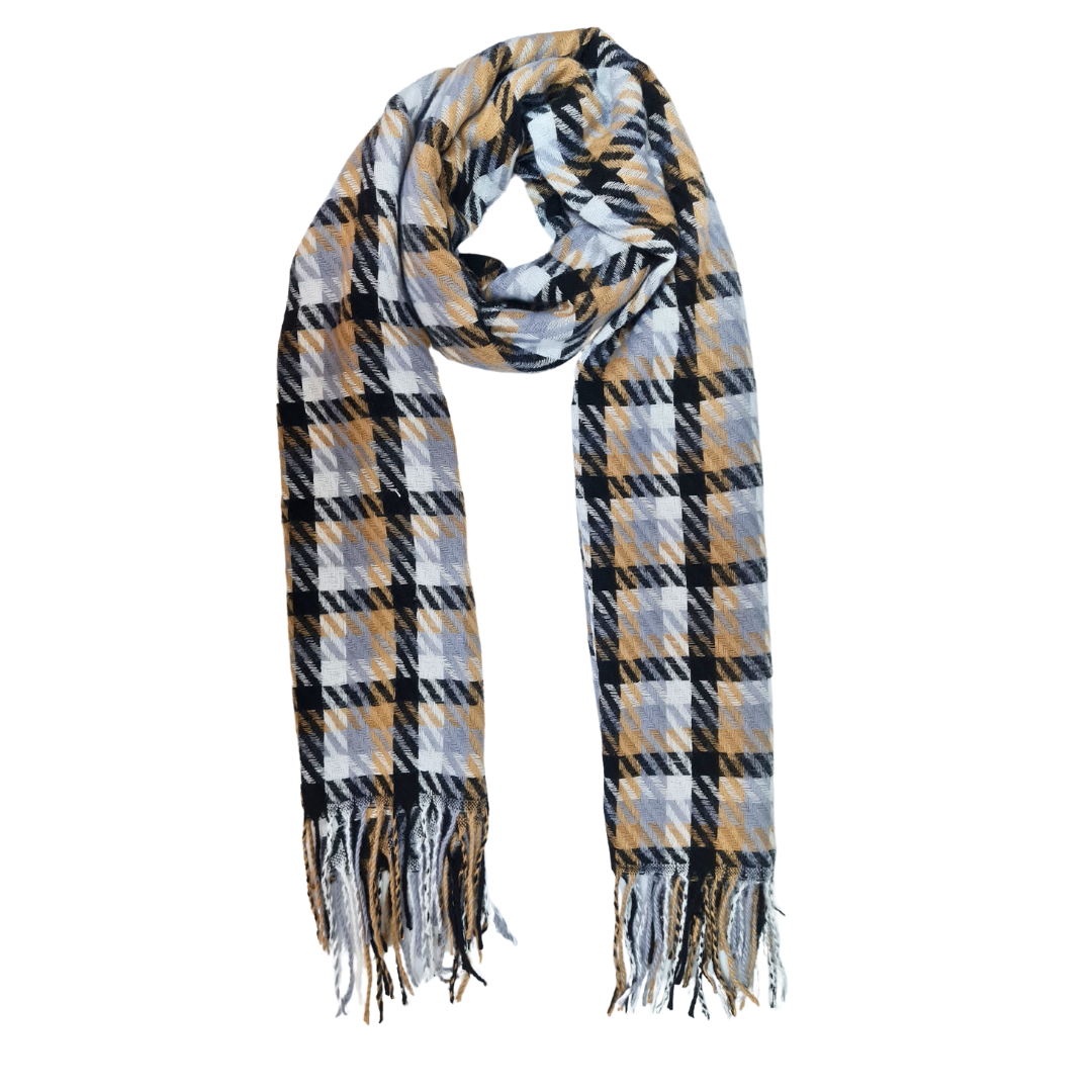 NICCI LADIES WOVEN PLAID KNIT SCARF
