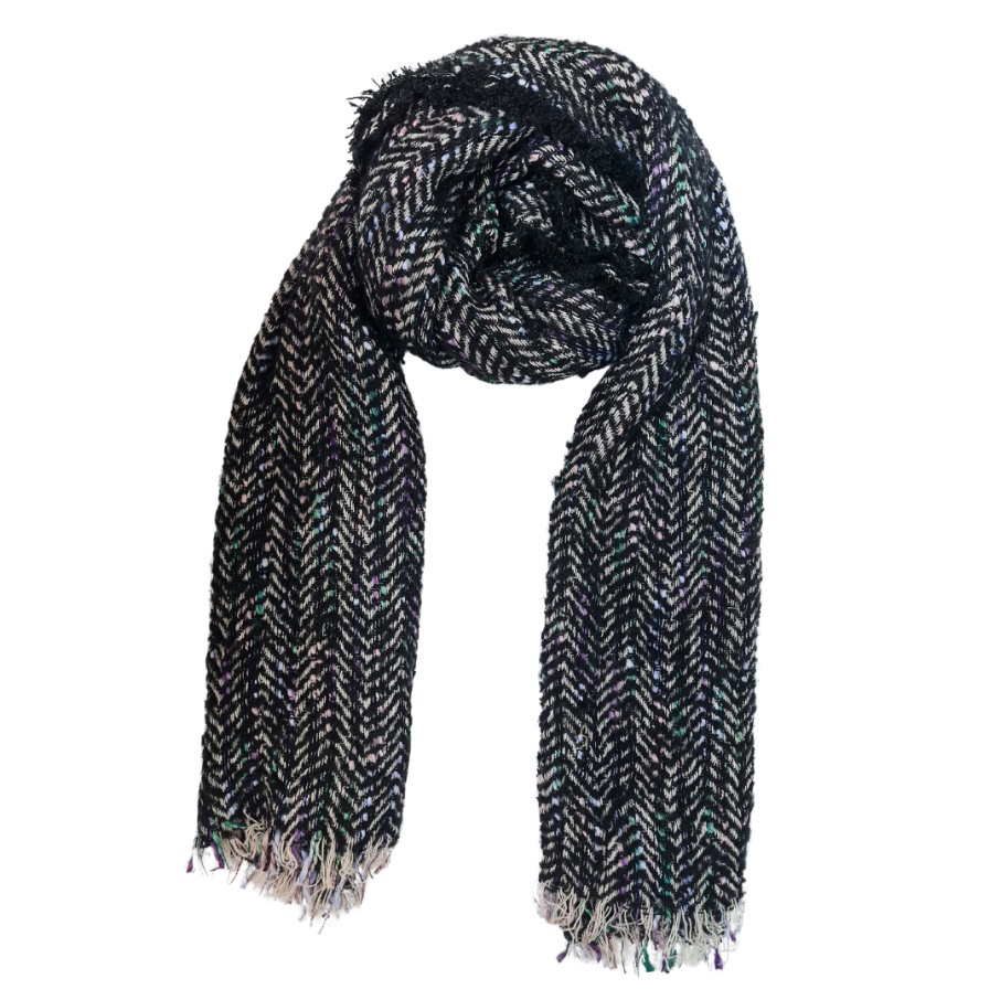 LADIES NICCI KNITTED SCARF WITH MULTI COLOR ACCENTS