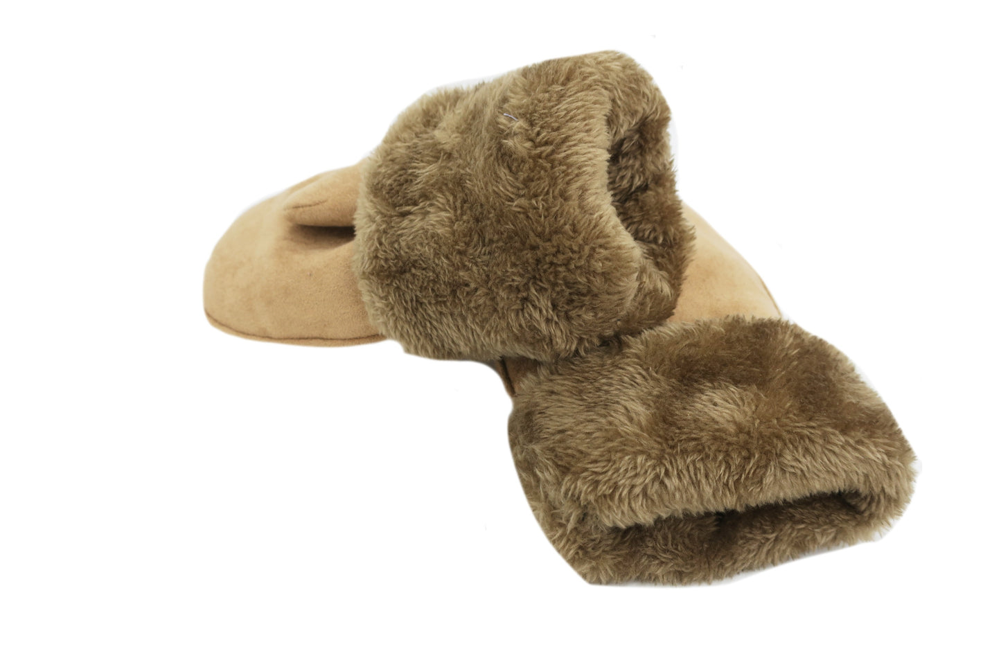 CLUB ROCHELIER LADIES FAUX SUEDE MITTEN WITH SHERPA CUFF
