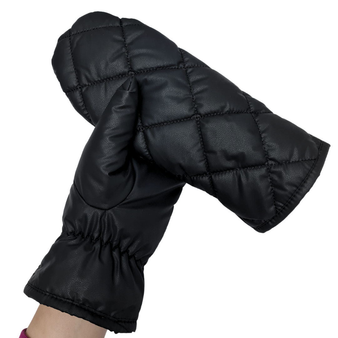 NICCI LADIES QUILTED PU MITTEN