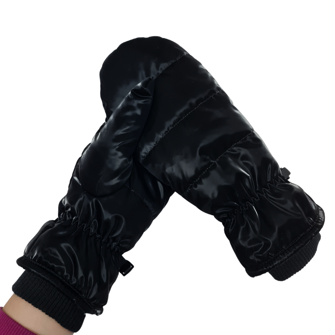CLUB ROCHELIER LADIES BLACK SHEEN PUFF MITT WITH CUFF