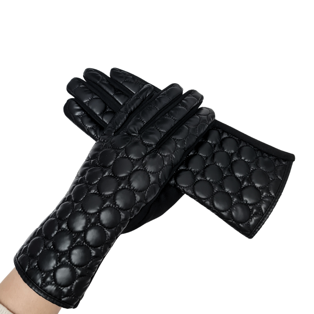CLUB ROCHELIER LADIES BUBBLE QUILTED PU/FAUX SUEDE GLOVE