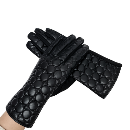 CLUB ROCHELIER LADIES BUBBLE QUILTED PU/FAUX SUEDE GLOVE