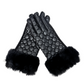 CLUB ROCHELIER BUBBLE LADIES BUBBLE QUILTED PU/FAUX SUEDE GLOVE WITH FAUX FUR CUFF