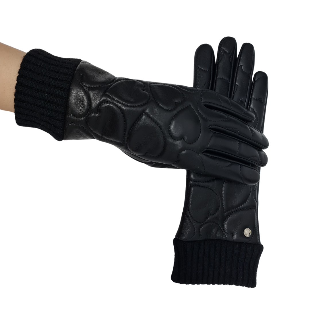 CLUB ROCHELIER LEATHER GLOVE WITH IMPRINTED HEARTS