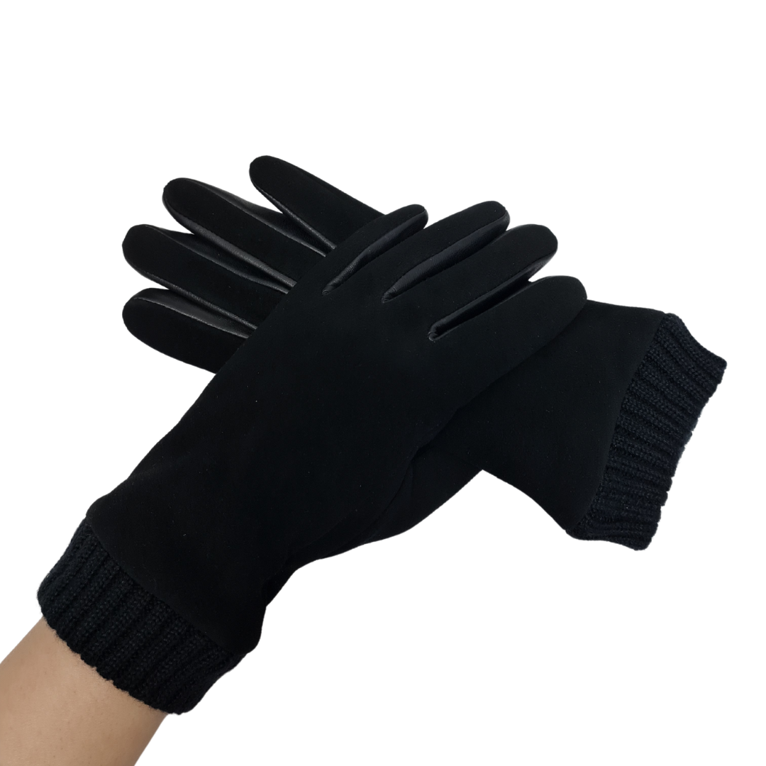 CLUB ROCHELIER LADIES SUEDE GLOVE WITH LEATHER INSERTS WITH CUFF