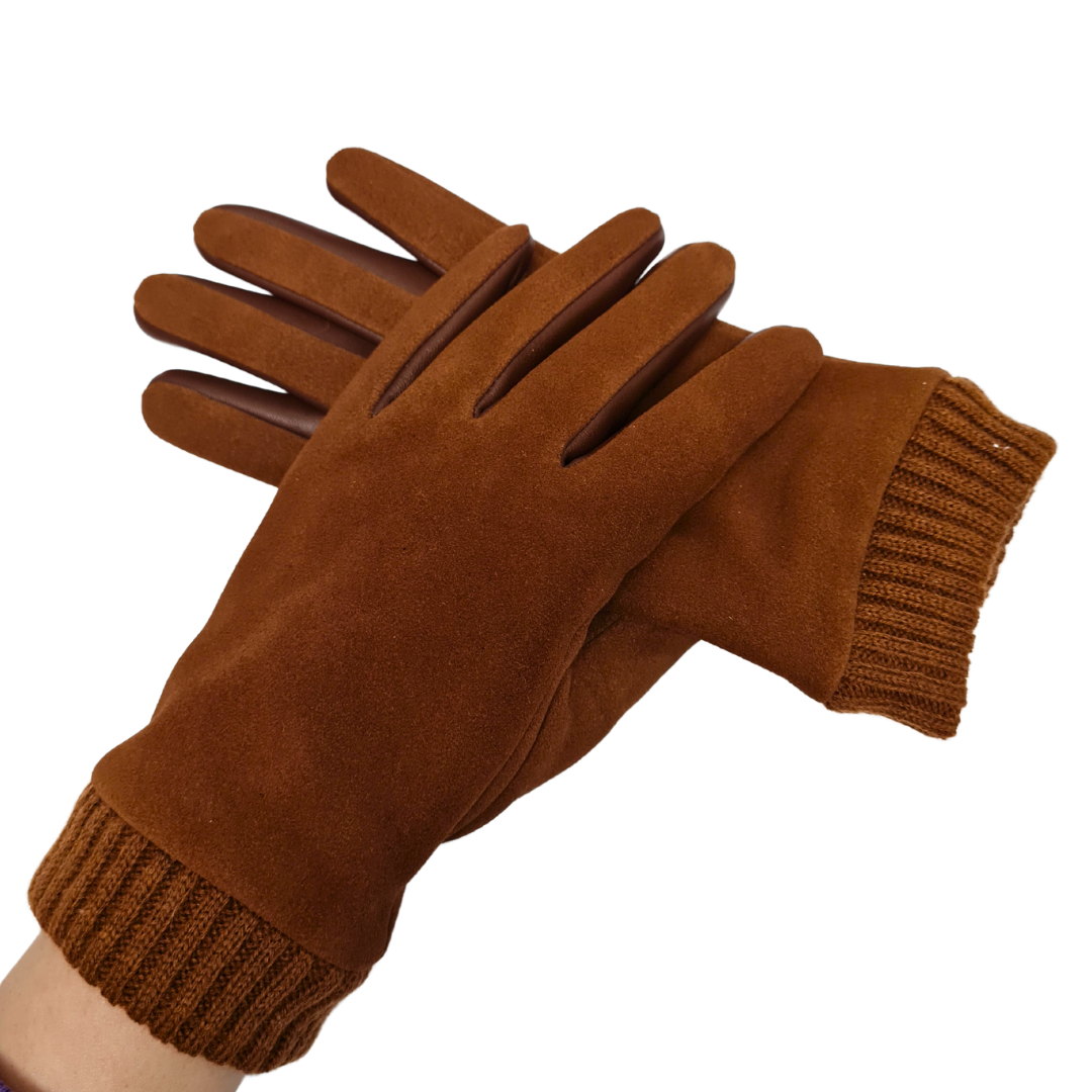 CLUB ROCHELIER LADIES SUEDE GLOVE WITH LEATHER INSERTS WITH CUFF