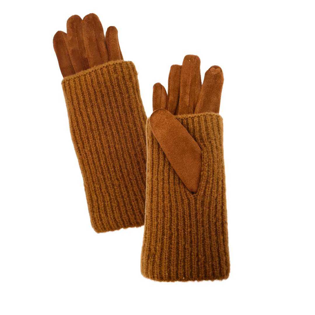 NICCI LADIES 2 in 1 SUEDE GLOVE WITH CUFF