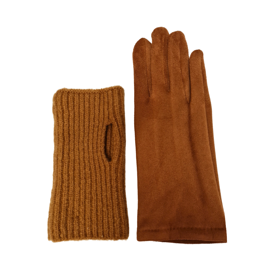 NICCI LADIES 2 in 1 SUEDE GLOVE WITH CUFF