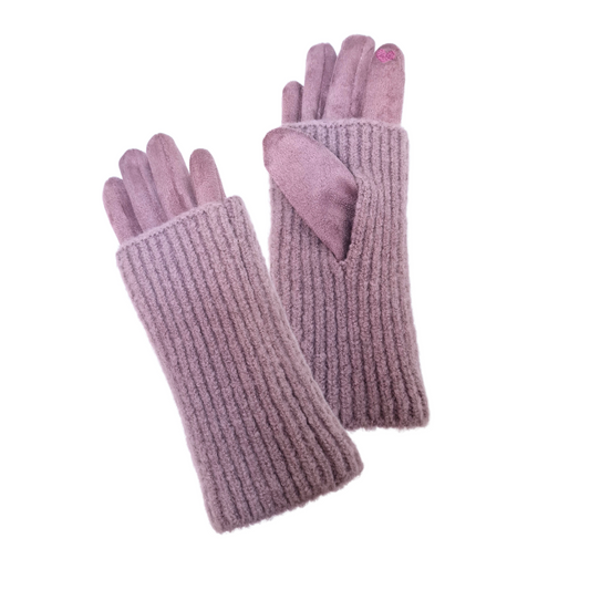 NICCI LADIES 2 in 1 SUEDE GLOVE WITH CUFF