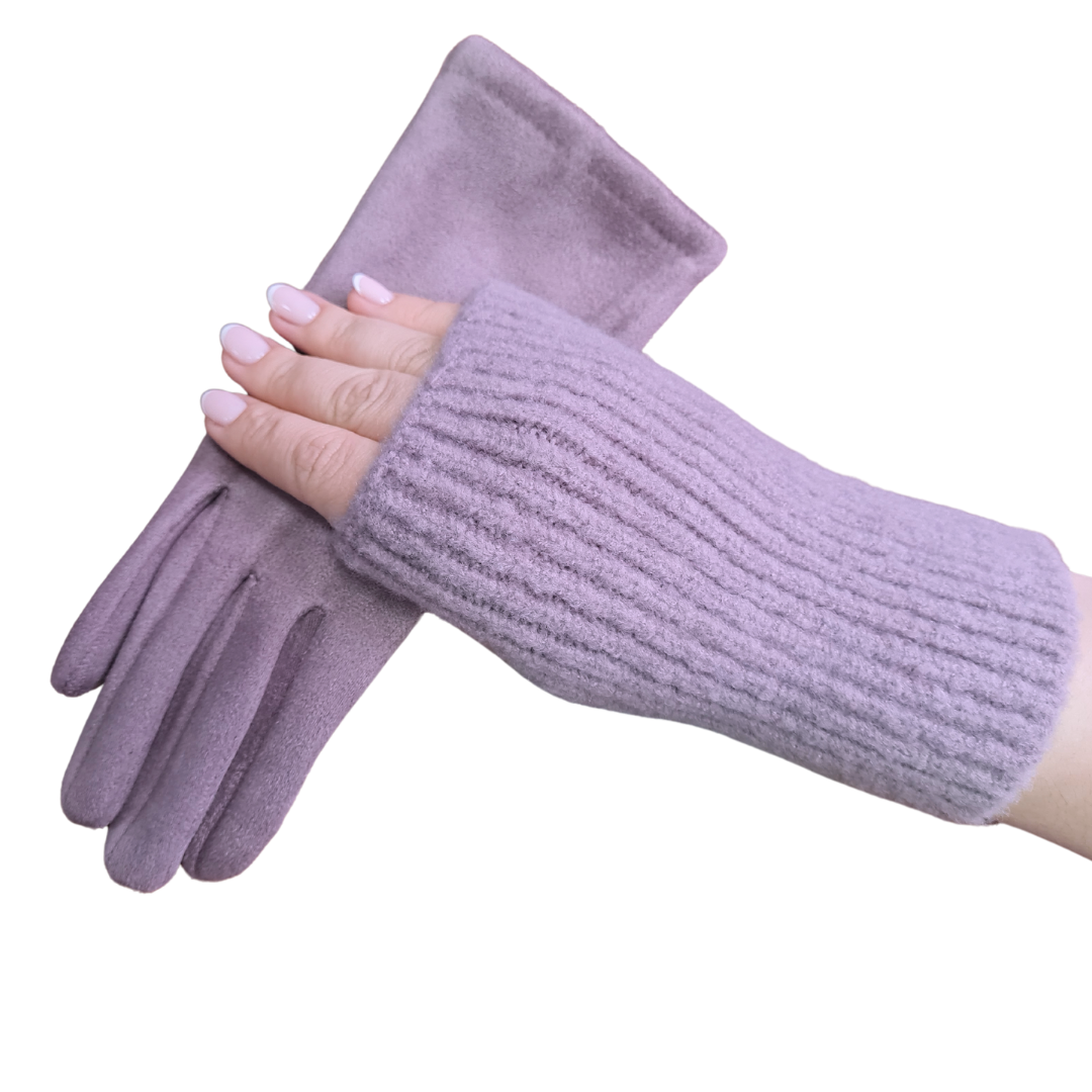NICCI LADIES 2 in 1 SUEDE GLOVE WITH CUFF