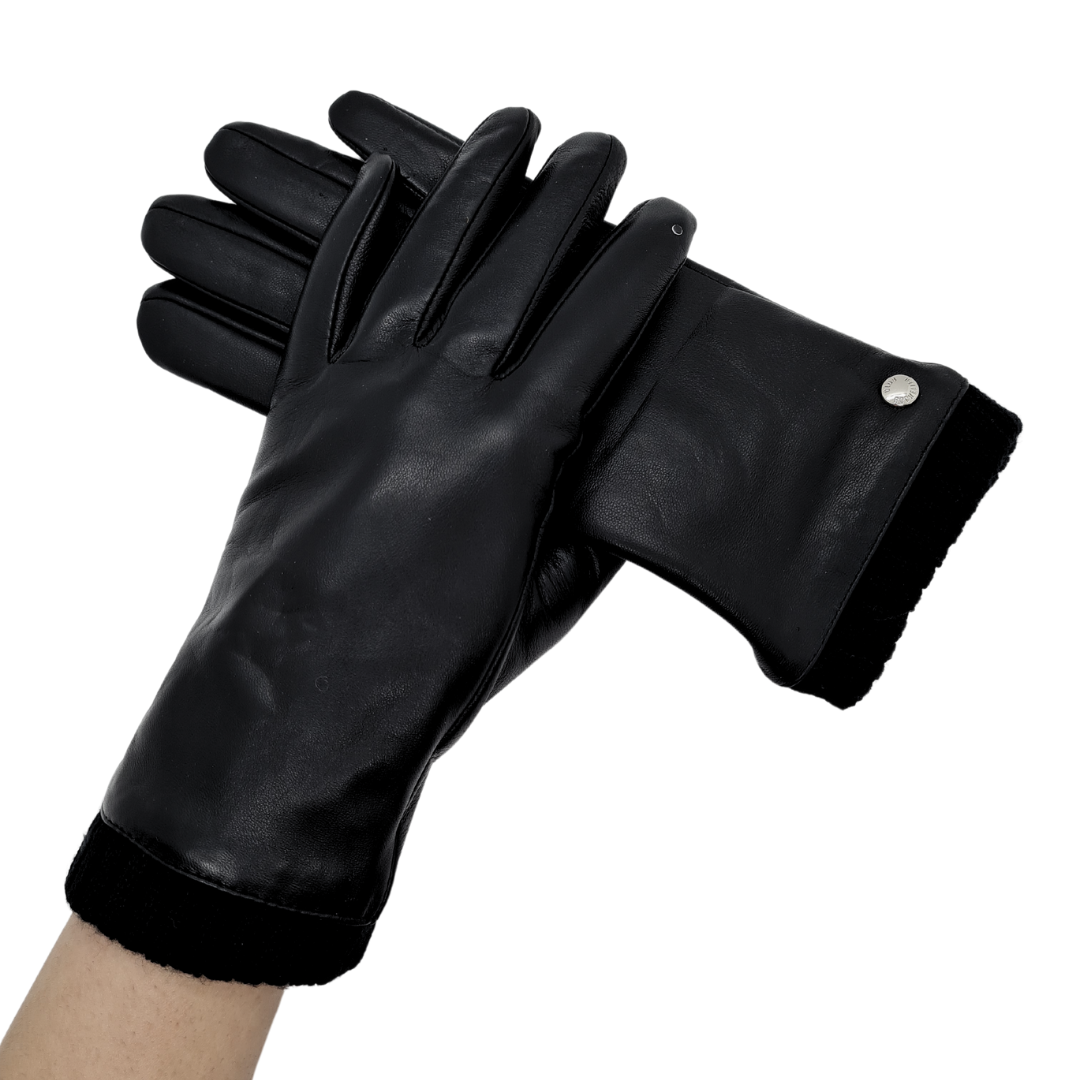 CLUB ROCHELIER LADIES CLASSIC QUALITY LEATHER GLOVE WITH KNIT CUFF