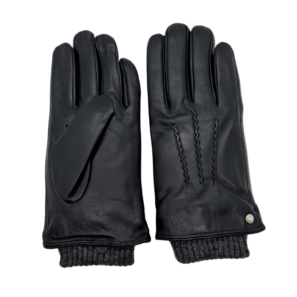 CLUB ROCHELIER MEN'S CLASSIC LEATHER GLOVE WITH PIN-TUCK AND KNIT CUFF