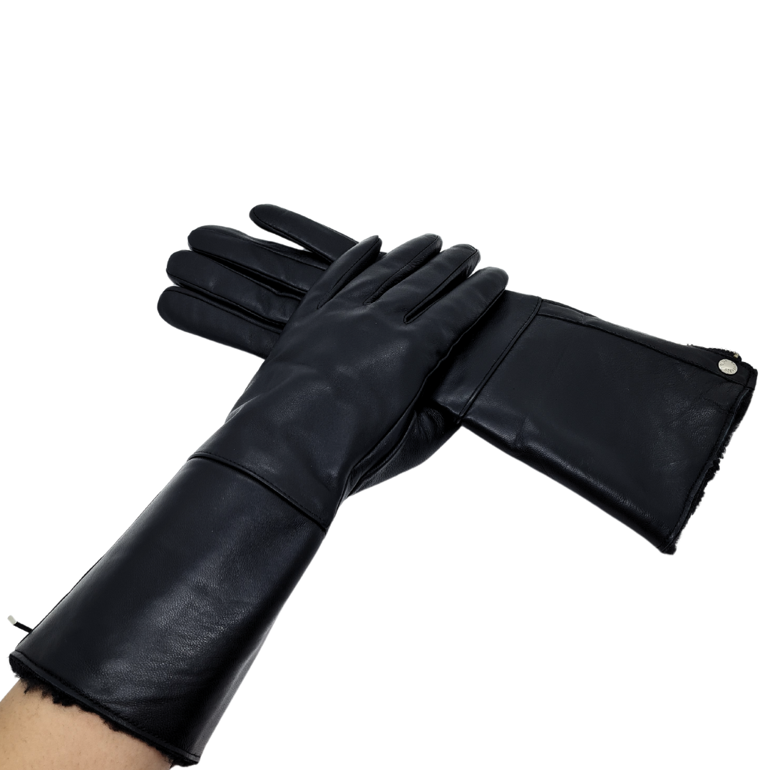 CLUB ROCHELIER LADIES LONG LEATHER GLOVE WITH FOLDOVER CUFF